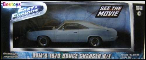 Greenlight Diecast Model Car Movie Film TV Fast and Furious Dodge Charger RT 1970 Dom 1/43 scale new