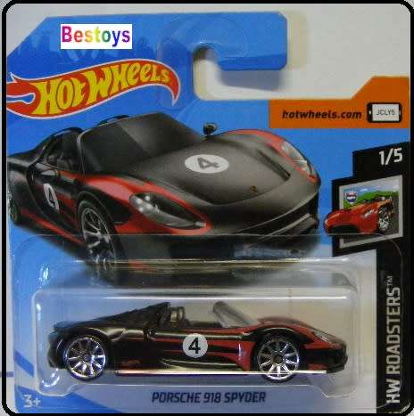 Hotwheels Hot Wheels Diecast Model Car 2019 94 / 250 Porsche 918 Spyder No 4 Roadsters 1/64 scale