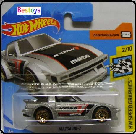 Hotwheels Hot Wheels Diecast Model Car 2019 167 / 250 Mazda RX 7 RX7 Speed Graphics "Koni"1/64 scale