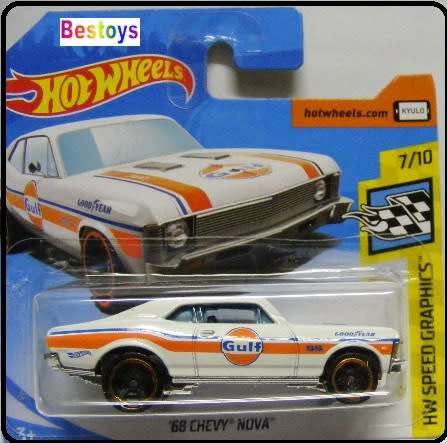 Hotwheels Hot Wheels Diecast Model Car 2019 67 / 250 Chevy Chevrolet Nova 1968 "Gulf" Speed Graphics