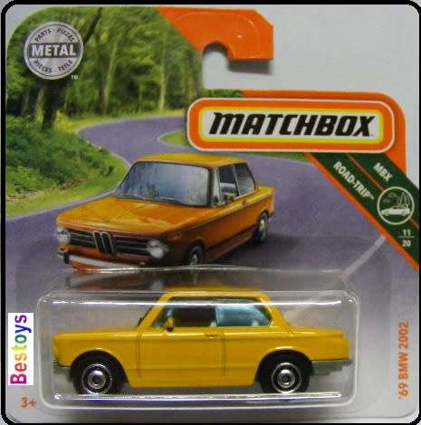 Matchbox Diecast Model Car 2019 7 / 100 BMW 2002 1969 Road Trip 1/64 scale new in pack