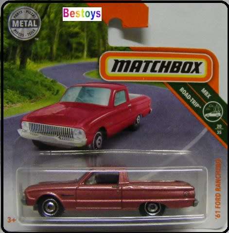 Matchbox Diecast Model Car 2019 30 / 100 Ford Ranchero Pickup 1961 Road Trip 1/64 scale new in pack