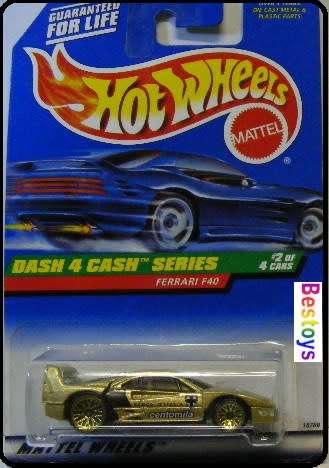 Hotwheels Hot Wheels Diecast Model Car 1997 No 722 Ferrari F 40  F40 Dash 4 Cash 1/64 scale new