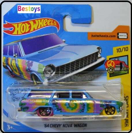 Hotwheels Hot Wheels Diecast Model Car 2019 188 / 250 Chevy Chevrolet Nova Stationwagon 1964 Art Car