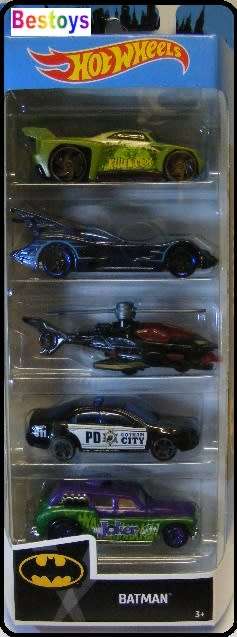 Hotwheels Hot Wheels Diecast Model Car 2019 5 pk Batman Set Killer Croc Joker Batcopter Batmobile Go