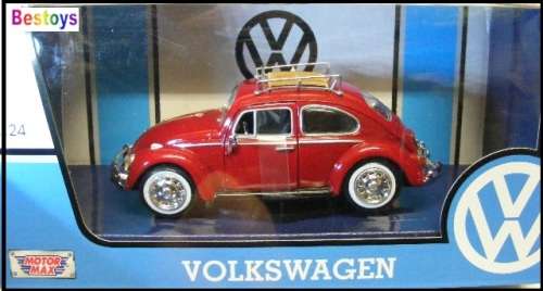 Motormax Motor Max Diecast Model Car 79550 VW Volkswagen Beetle 1300 1966 + roofrack 1/24 scale