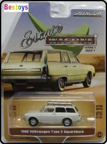 Greenlight Diecast Model Car Estate Wagons VW Volkswagen Squareback T 3 T3 1968 1/64 scale new in pa