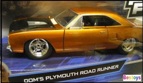 JADA Diecast Model Car Movie Film TV Fast & Furious Plymouth Road Runner Dom 1/24 scale new in pack