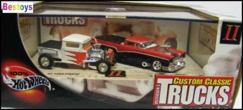 Hotwheels Hot Wheels Diecast Model Car Set 100% Custom Classic Trucks Ford 1932 Pickup + Ranchero 57