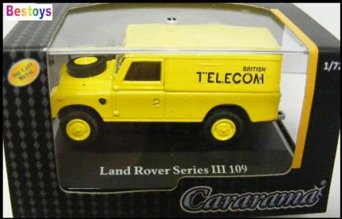 Cararama Hongwell Diecast Model Car Land Rover Series 3 109" inch Hardtop "British Telecom" 1/72 OO