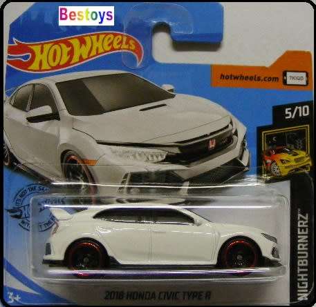 Hotwheels Hot Wheels Diecast Model Car 2019 171 / 250 Honda Civic Type R 2018 Nightburnerz 1/64 scal