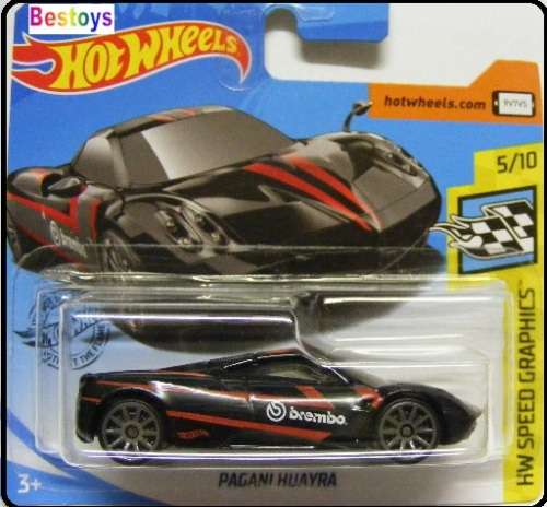 Hotwheels Hot Wheels Diecast Model Car 2019 148 / 250 Pagani Huayra "Brembo" Speed Graphics 1/64 sca