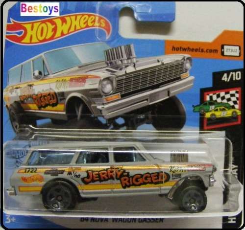 Hotwheels Hot Wheels Diecast Model Car 2019 198 / 250 Chevy Chevrolet Nova Gasser 1964 "Jerry Rigged