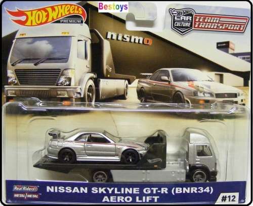 Hotwheels Hot Wheels Diecast Model Car Culture Team Transport Nissan Skyline Gt-R R34 & Aero Lift Tr
