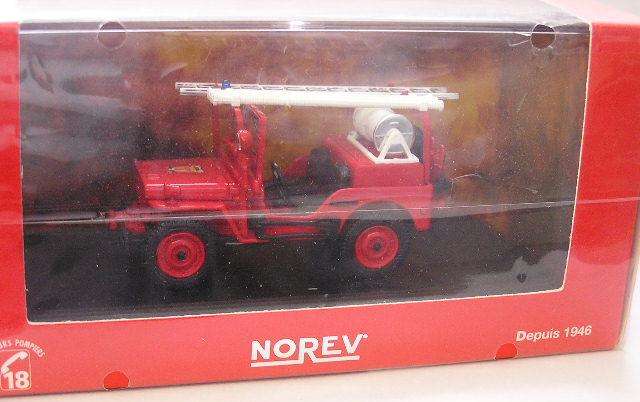 Norev Diecast Model Car , Willys Jeep Fire "Sapeurs Pompiers" 1946 , 1/43 scale , new in box