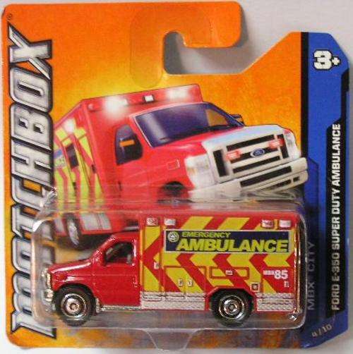 Matchbox Diecast Model Car Ford E 350 Super Duty Ambulance , 24 / 120 2012 new in pack