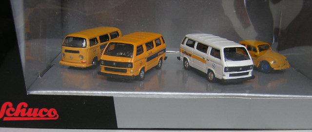 Schuco Diecast Model Car Set 4 piece "Lufthansa" VW Volkswagen Kombi Beetle 1/87 HO railway scale