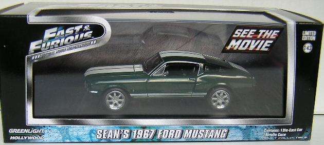 Greenlight Diecast Model Car Movie Film TV Fast and Furious Ford Mustang 1967 Sean 1/43 scale new