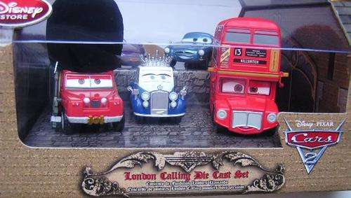 Disney Pixar Movie Film Cars 2 Diecast Model Car London Calling 5 piece set Rover Bus Queen new