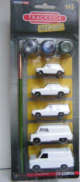 Corgi Trackside Diecast Model Car Set DIY 1960's era Mini Escort Bedford Van 1/76 OO rail scale new