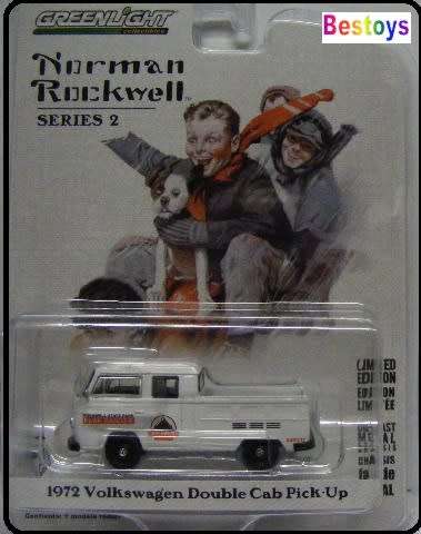 Greenlight Diecast Model Car Norman Rockwell VW Volkswagen Kombi T 2 T2 Double Cab Pickup 1972 "Park
