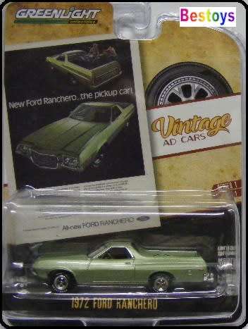 Greenlight Diecast Model Car Vintage Ad Ford Ranchero 1972 1/64 scale new in pack
