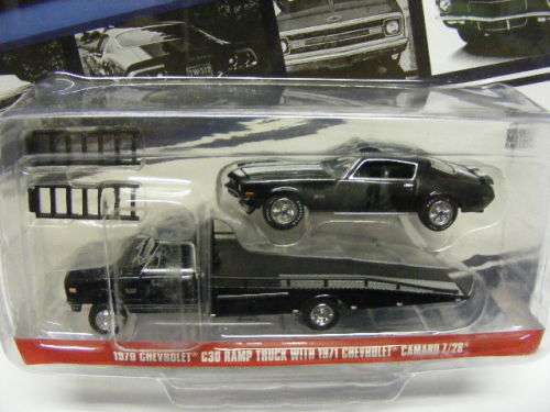 Greenlight Diecast Model Car Exclusive Chevy C 30 Ramp truck & Camaro Z 28 1971 1/64 scale new in pa