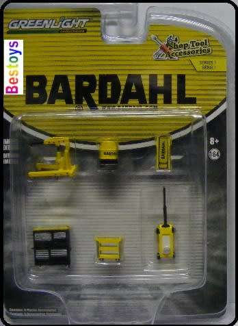 Greenlight Model Accessory Set Garage Workshop Tools Diorama "Bardahl" Tool trolley crawler hoist