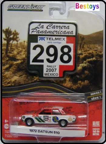Greenlight Diecast Model Car Rally Mexico 2007 Datsun 510 1972 No 298 1/64 scale new in pack
