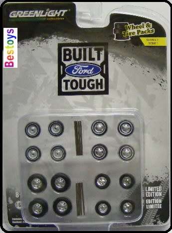 Greenlight Model Car Wheel Set Ford rubber real riders 1/64 scale new in pack