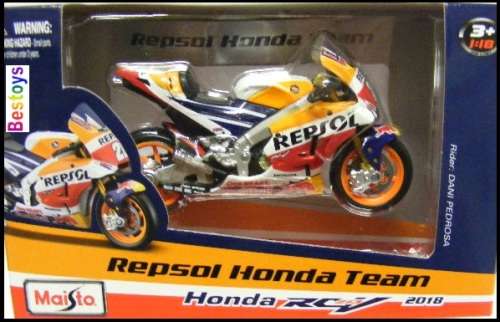 Maisto Diecast Model Motorcycle Bike Moto GP Honda RCV 213 GP 2018 No 26 Pedrosa "Repsol" 1/18 scale