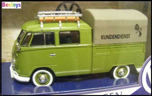 Motormax Motor Max Diecast Model Car 79554 VW Volkswagen Kombi T 1 T1 Double Cab Pickup + Canopy Ser