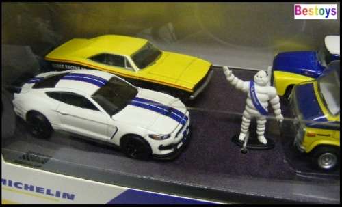 Greenlight Diecast Model Car Set Michelin Ford Mustang Dodge Charger Ford F100 GMC Van 1/64 scale ne