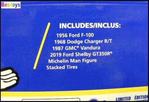 Greenlight Diecast Model Car Set Michelin Ford Mustang Dodge Charger Ford F100 GMC Van 1/64 scale ne