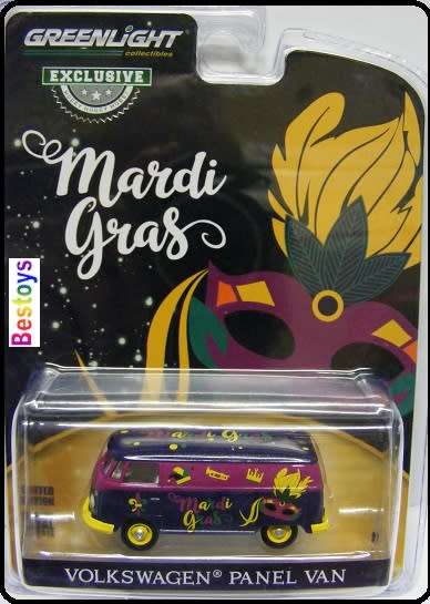Greenlight Diecast Model Car Exclusive VW Volkswagen Kombi Panelvan "Mardi Gras" 1/64 scale new
