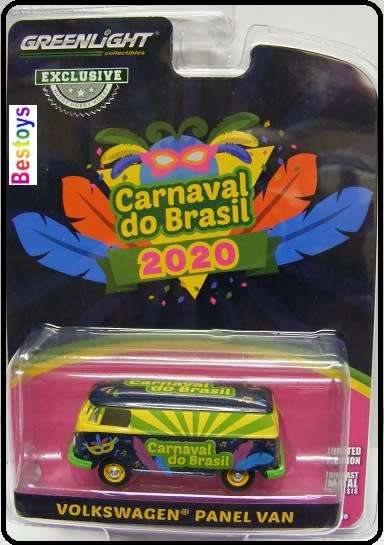 Greenlight Diecast Model Car Exclusive VW Volkswagen Kombi Panelvan "Carnival Brazil 2020" 1/64 scal