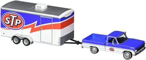 Greenlight Diecast Model Car Set Hitch & Tow Ford F 100 F100 Pickup 1970 + Trailer "STP" 1/64 scale