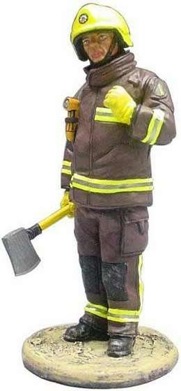 Fire Firefighters Diecast Figure Collection Fireman + Axe London UK 2003 54 mm