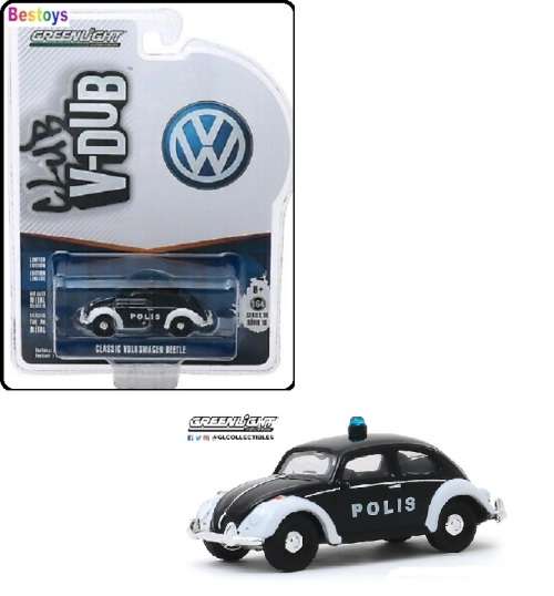 Greenlight Diecast Model Car VDub Series VW Volkswagen Beetle Classic Norway Poilce Trollveggen 1/64