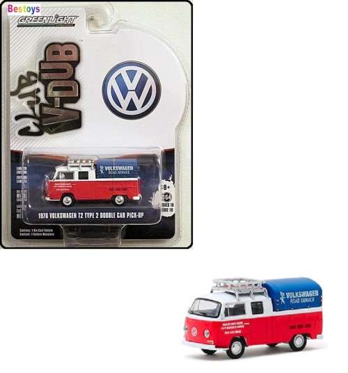 Greenlight Diecast Model Car VDub Series VW Volkswagen Kombi T 2 T2 Double Cab Pickup 1976 + Canopy