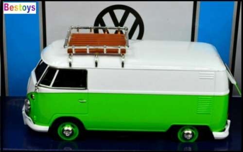Motormax Diecast Model Car 79551 VW Volkswagen Kombi T 1 T1 Panelvan + roofrack 1/24 scale new