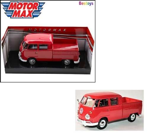 Motormax Diecast Model Car 79343 VW Volkswagen Kombi T 1 T1 Doublecab Pickup 1/24 scale new