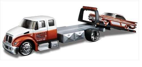 Maisto Elite Transport Chevy Impala 1959 + International Durastar Flatbed Recovery Truck 1/64 scale