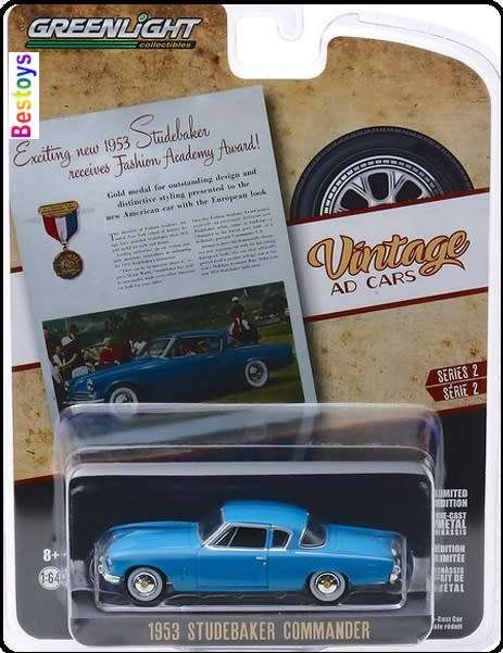 Greenlight Diecast Model Car Vintage Ad Studebaker Commander 1953 1/64 scale new in pack