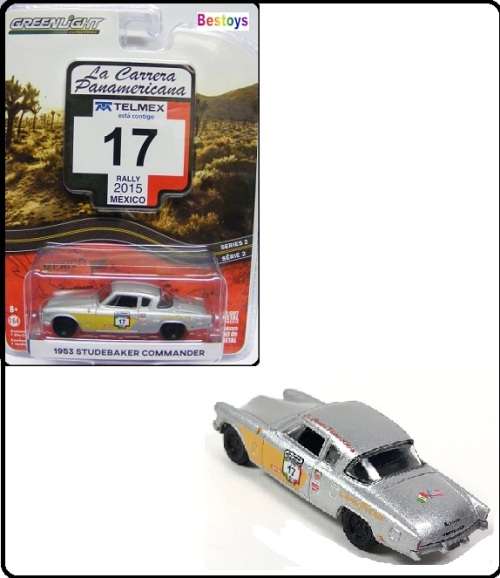 Greenlight Diecast Model Car Rally Mexico 2015 Studebaker Commander 1953 No 17 1/64 scale new in pac