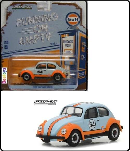 Greenlight Diecast Model Car Running on Empty VW Volkswagen Beetle 1966 No 54 "Gulf" 1/43 scale new