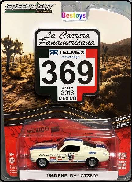 Greenlight Diecast Model Car Rally Mexico 2016 Ford Mustang Shelby GT 350 1965 No 369 Motorsport1/64