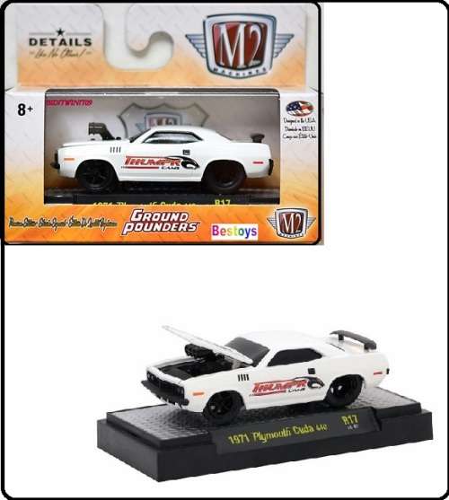Castline M2 Diecast Model Car Ground Pounders Plymouth Cuda 440 1971 "Thumpr Cams" 1/64 scale new