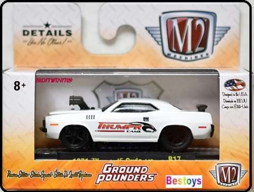 Castline M2 Diecast Model Car Ground Pounders Plymouth Cuda 440 1971 "Thumpr Cams" 1/64 scale new