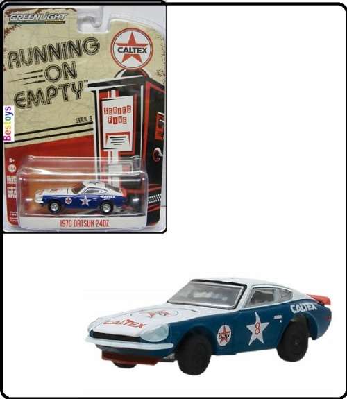 Greenlight Diecast Model Car Running on Empty Datsun 240 Z 240Z 1970 No 8 "Caltex" 1/64 scale